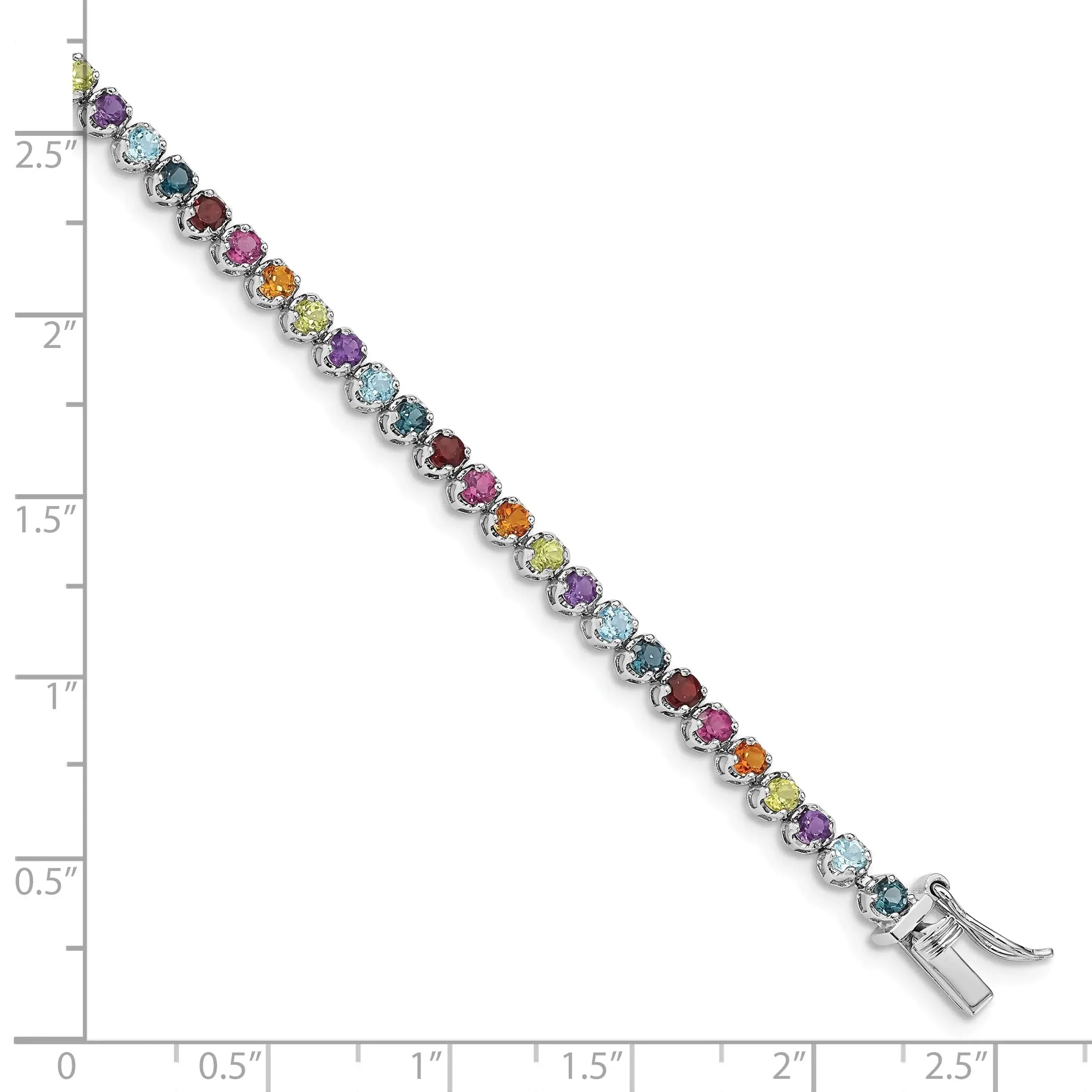 3.79 Ct Round Multicolor Multi-Gemstone Prong Sterling Silver Tennis Bracelet sold by Zulily product image thumbnail 5