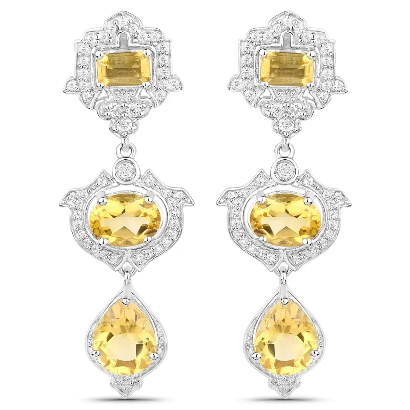 Yellow Citrine Bezel Sterling Silver Drop Dangle Earrings made by Zulily