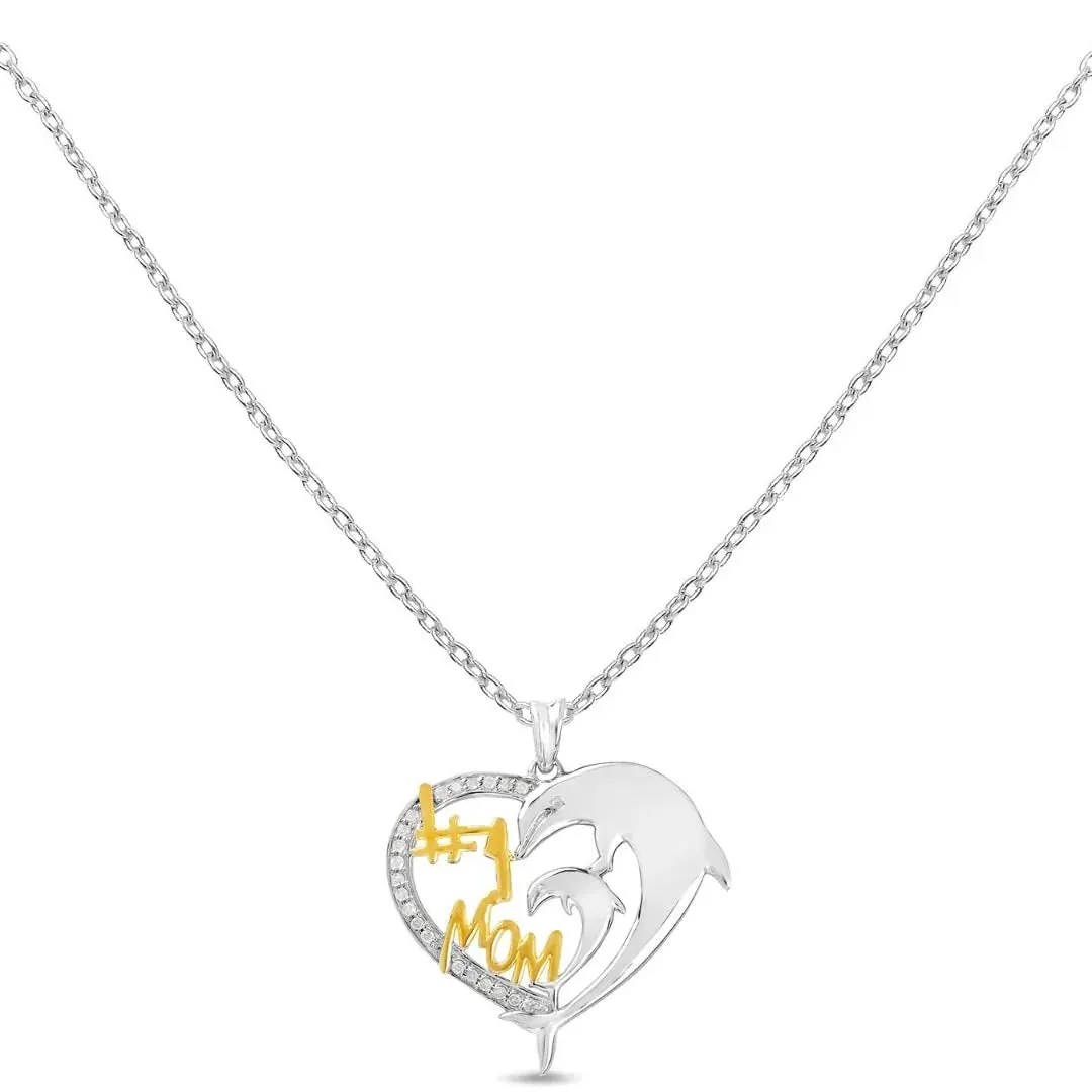 Round White Diamond Mom Heart Charm Necklace sold by Zulily product image thumbnail 4