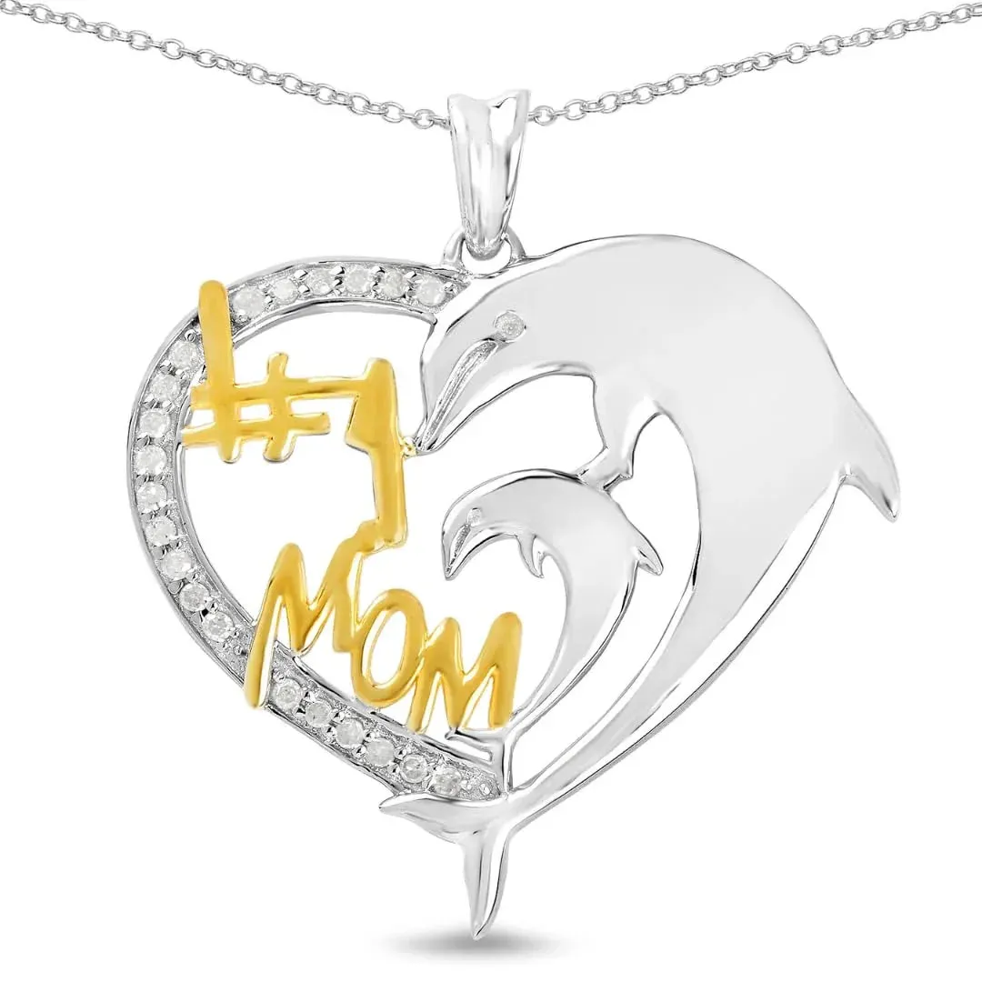 Round White Diamond Mom Heart Charm Necklace sold by Zulily