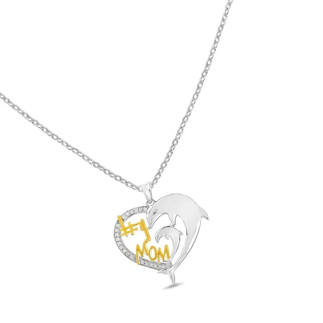 Round White Diamond Mom Heart Charm Necklace sold by Zulily product image thumbnail 5