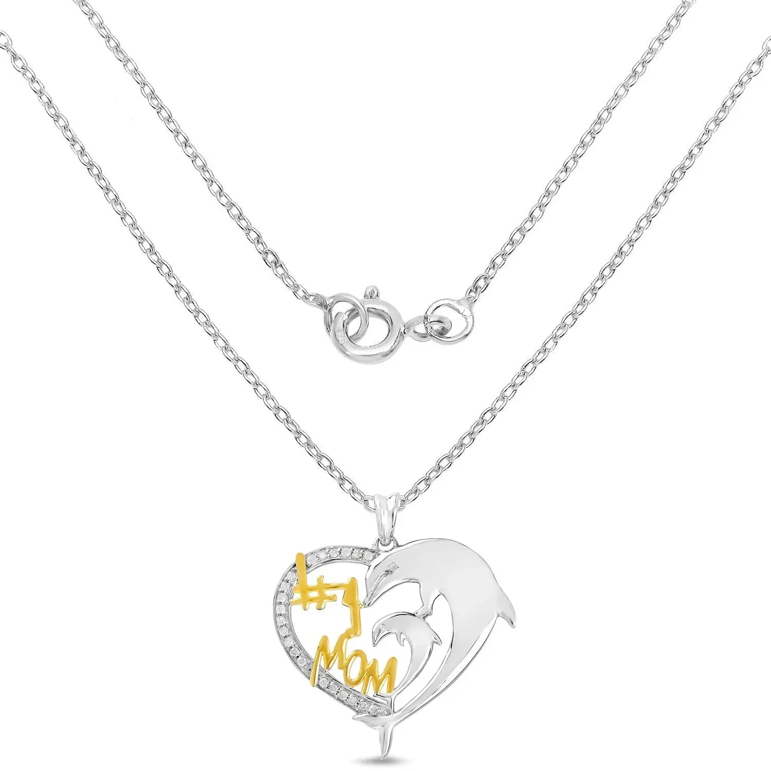 Round White Diamond Mom Heart Charm Necklace sold by Zulily product image thumbnail 2