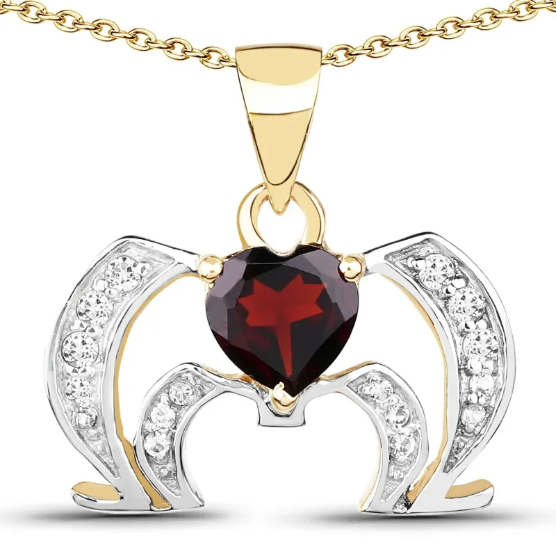 Heart Red Garnet Prong Silver Pendant Necklace made by Zulily