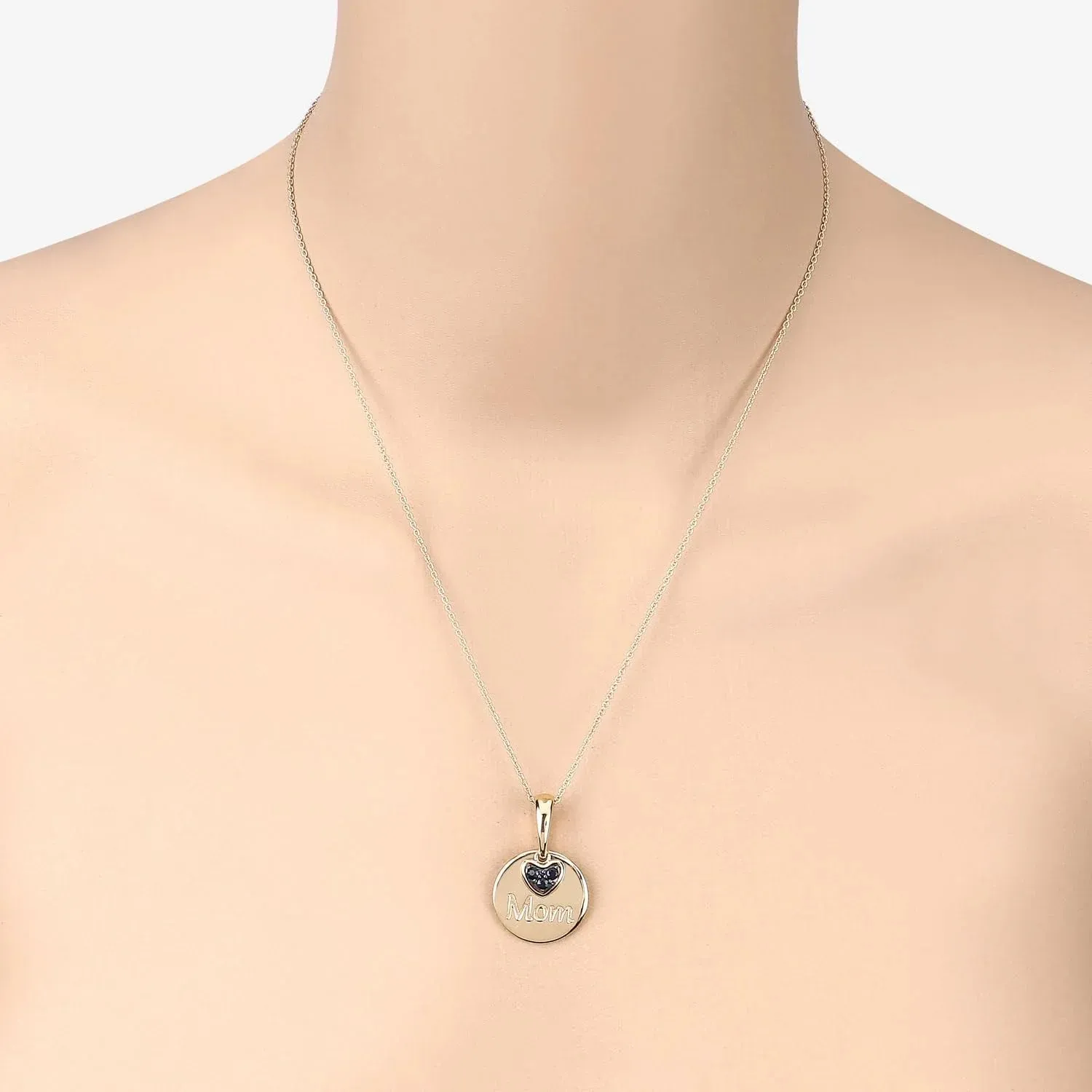 Round Blue Sapphire Prong Gold Plated Silver Mom Heart Pendant Necklace sold by Zulily product image thumbnail 5