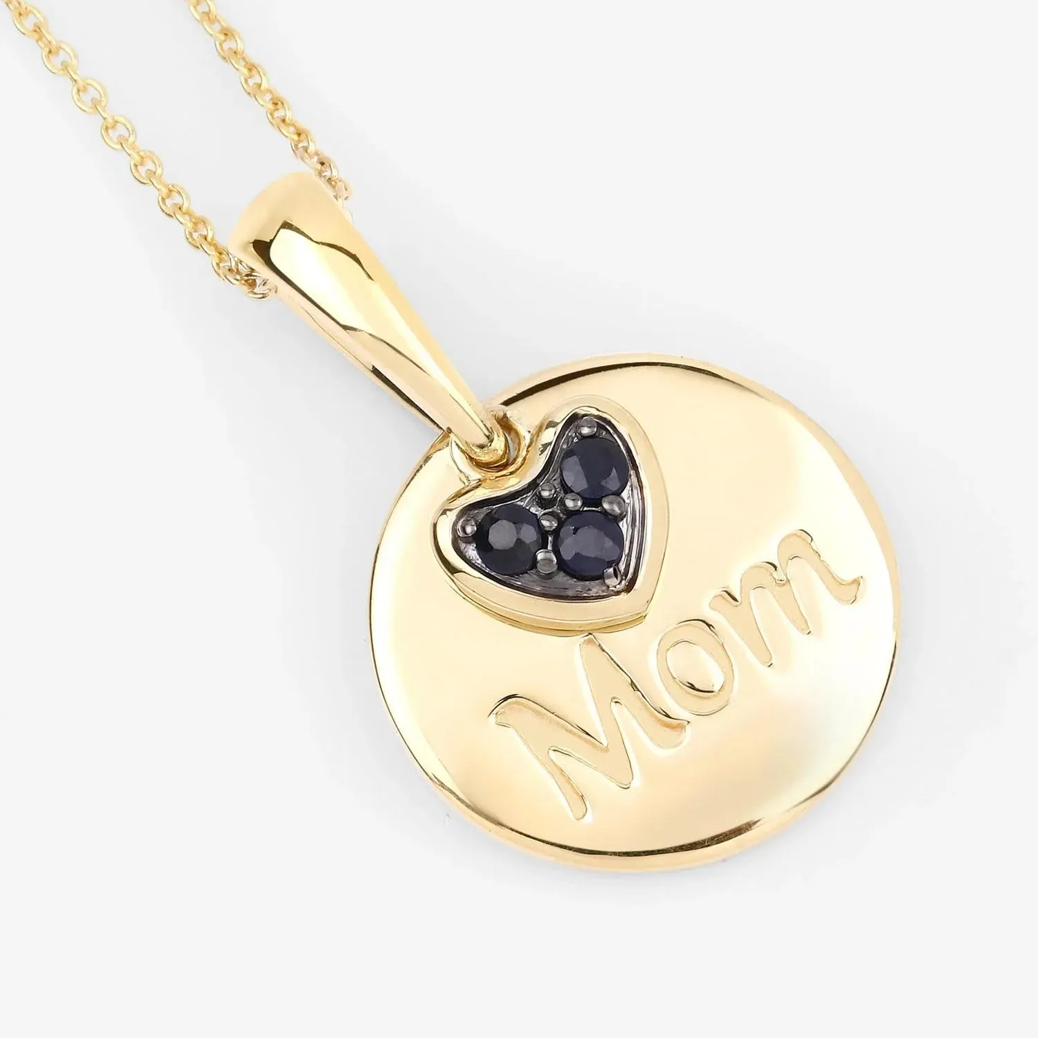 Round Blue Sapphire Prong Gold Plated Silver Mom Heart Pendant Necklace sold by Zulily product image thumbnail 2