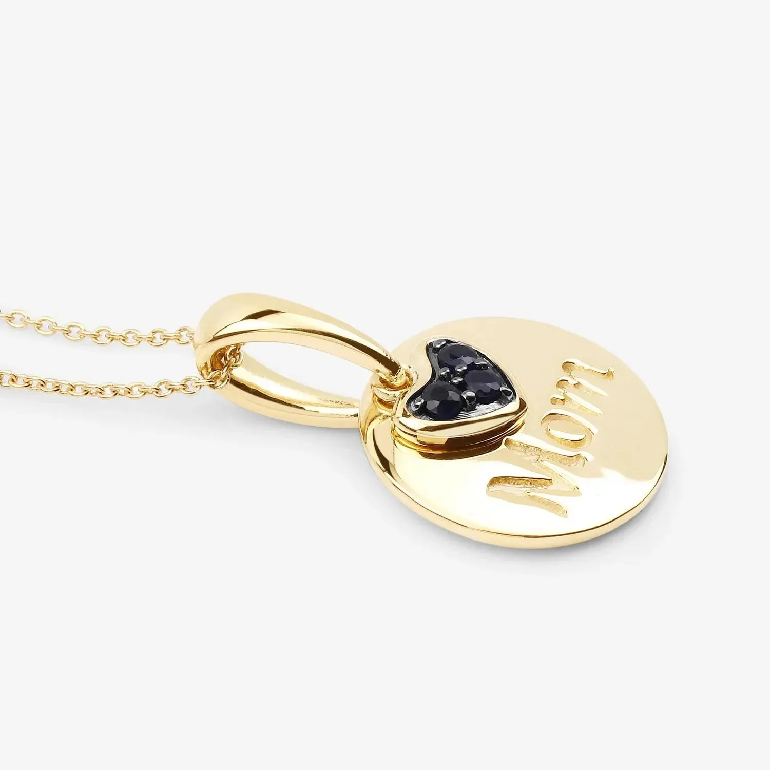 Round Blue Sapphire Prong Gold Plated Silver Mom Heart Pendant Necklace sold by Zulily product image thumbnail 3