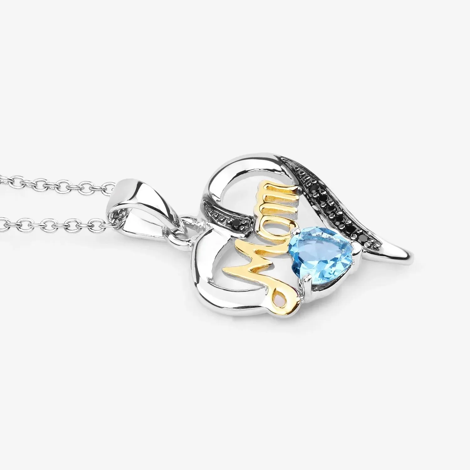 0.52 Ct Heart Swiss Blue Topaz Prong Silver Mom Pendant Necklace sold by Zulily product image thumbnail 4