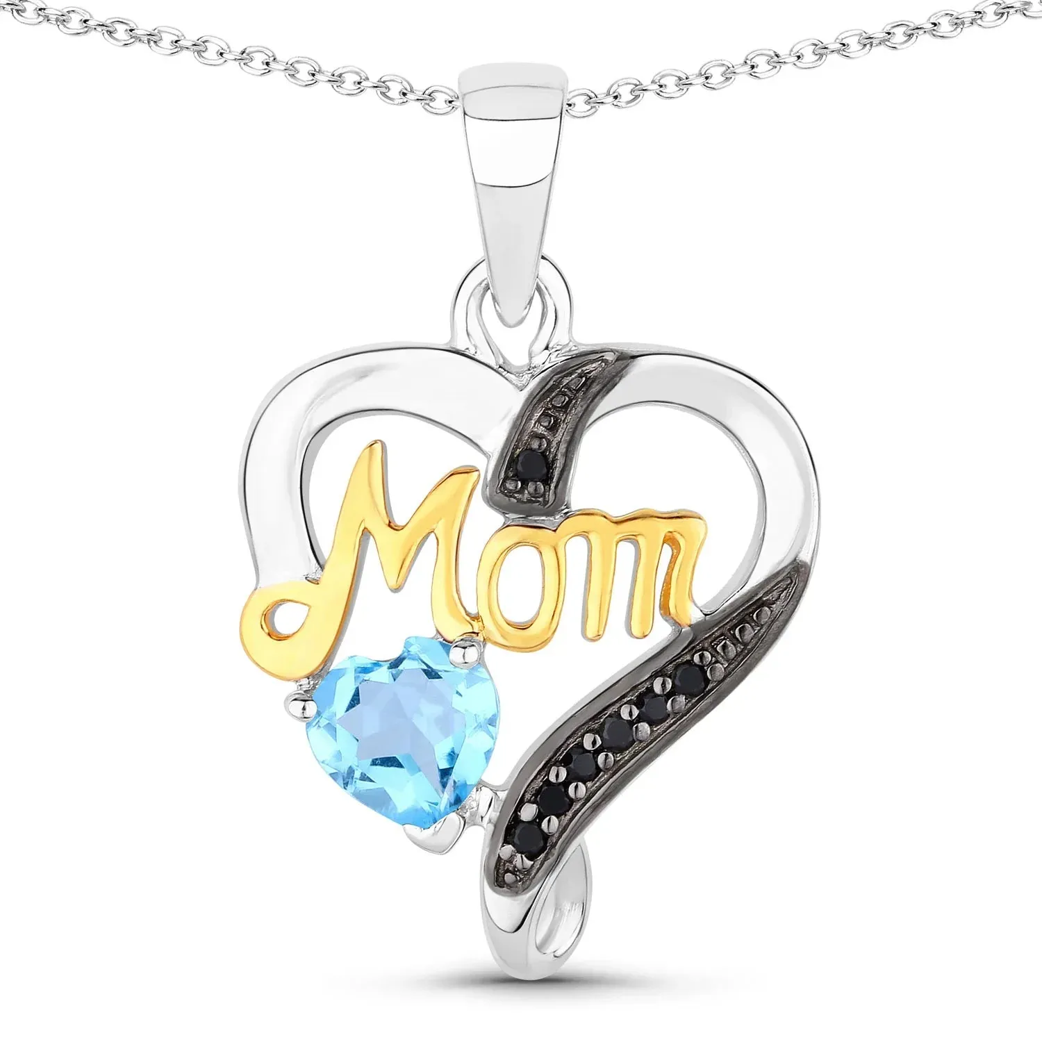 0.52 Ct Heart Swiss Blue Topaz Prong Silver Mom Pendant Necklace sold by Zulily