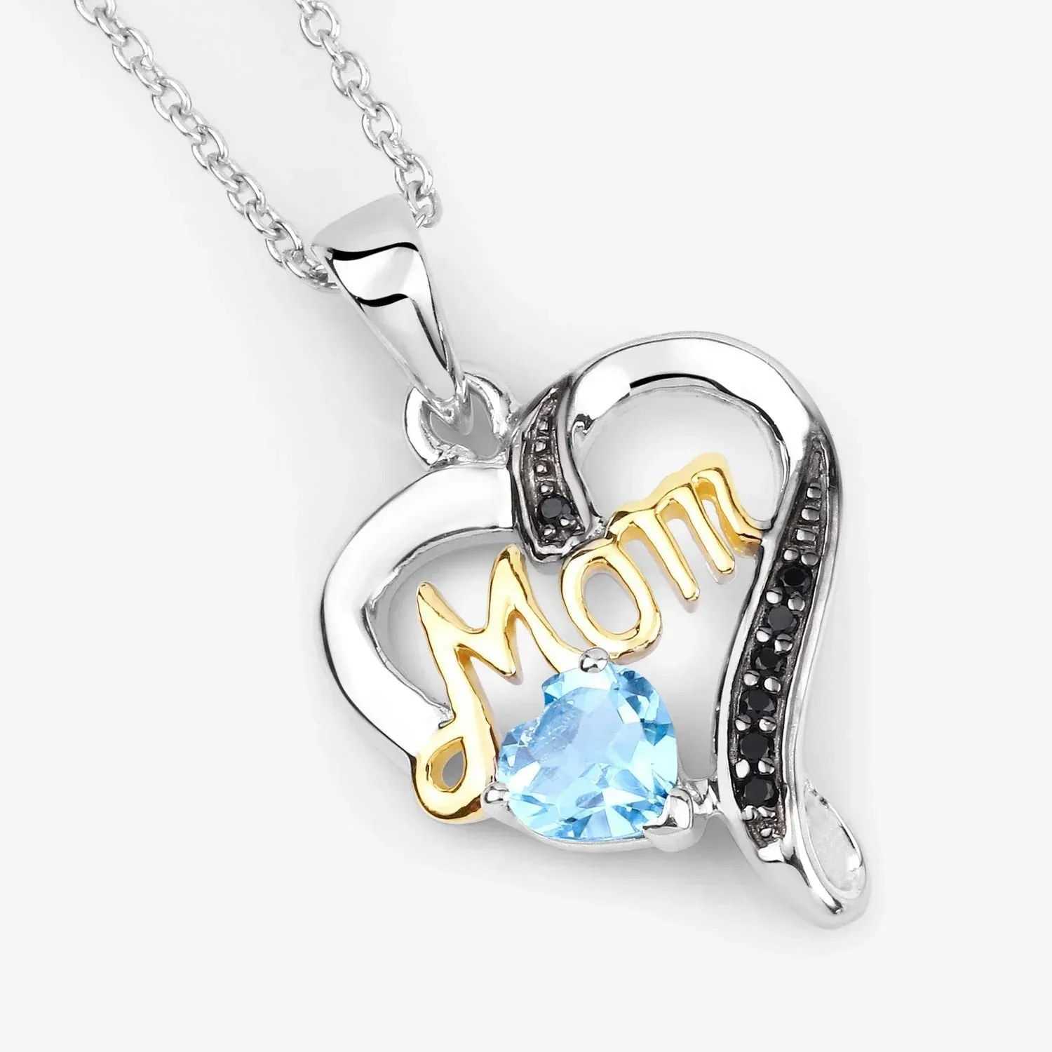 0.52 Ct Heart Swiss Blue Topaz Prong Silver Mom Pendant Necklace sold by Zulily product image thumbnail 3