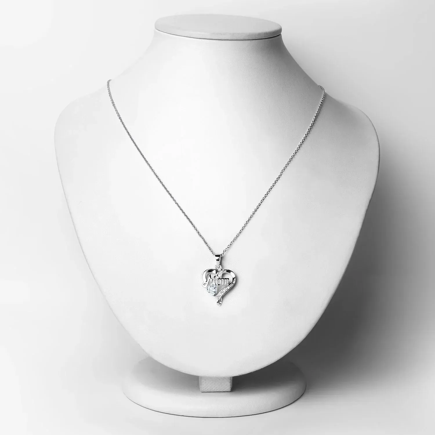 0.50 Ct Heart Blue Topaz Prong Silver Double Heart Mom Pendant Necklace sold by Zulily product image thumbnail 2