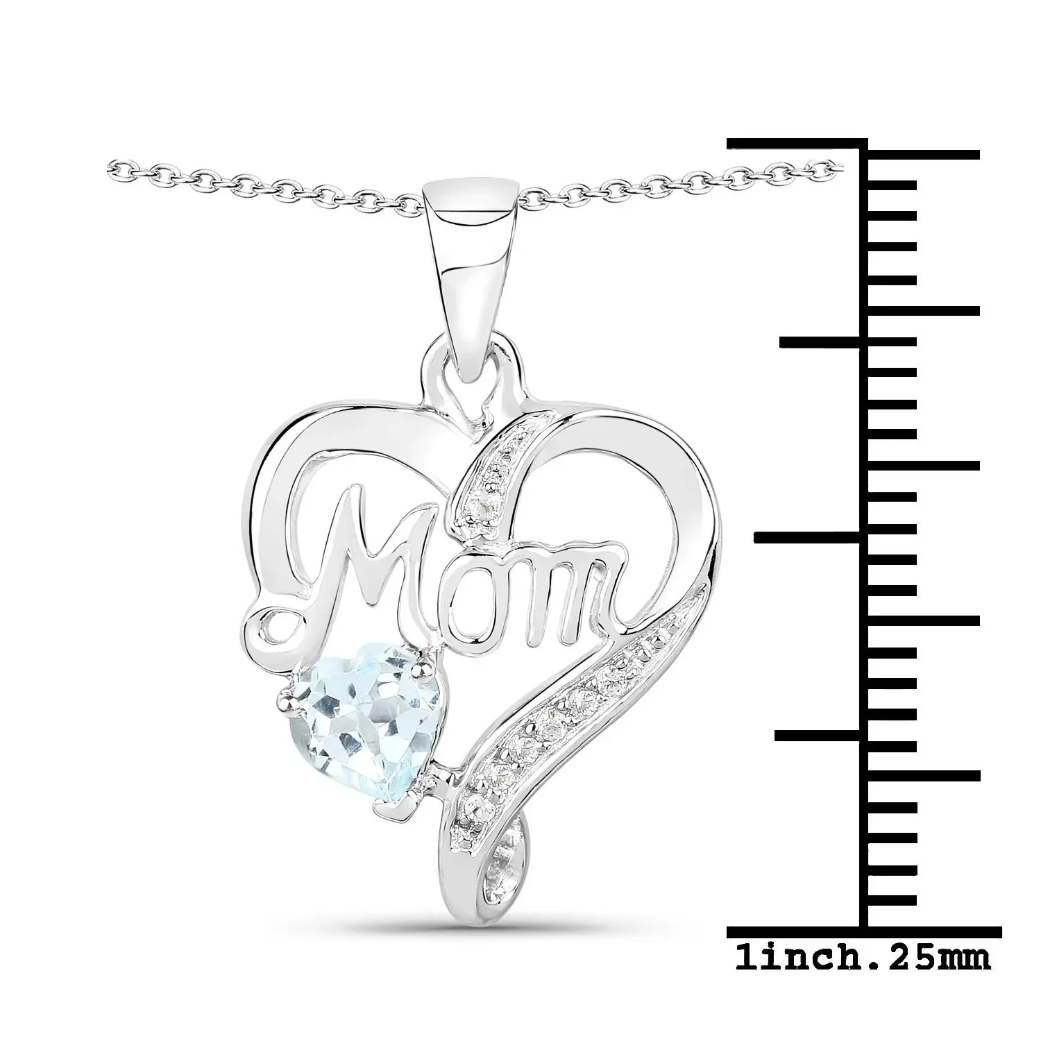 0.50 Ct Heart Blue Topaz Prong Silver Double Heart Mom Pendant Necklace sold by Zulily product image thumbnail 3
