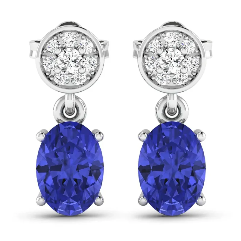 1.50 Ct Oval Violet Tanzanite & Diamond Prong 14K White Gold Dangle Earrings made by Zulily