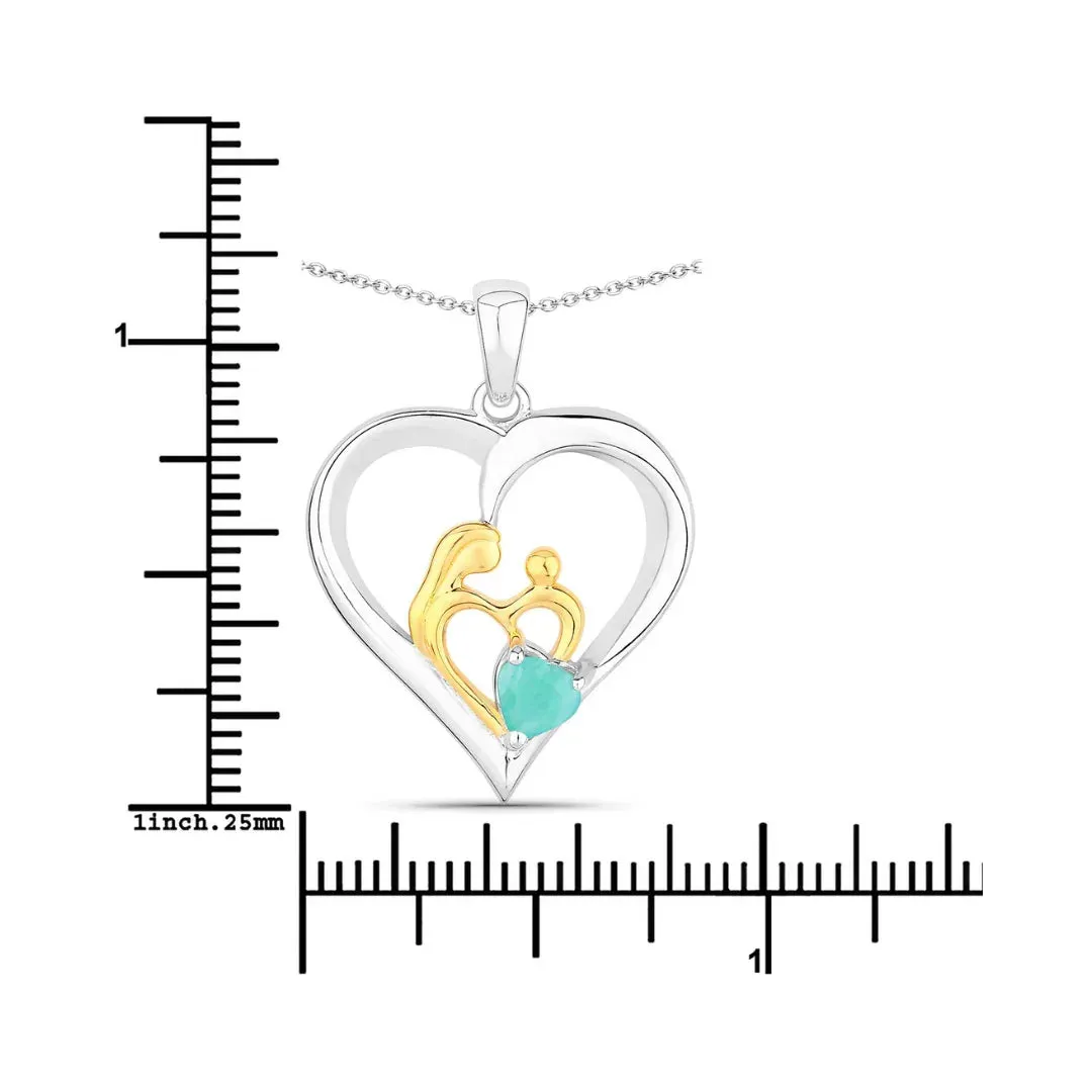 0.45 CTTW Heart Green Emerald Prong Silver Mom Pendant Necklace sold by Zulily product image thumbnail 4