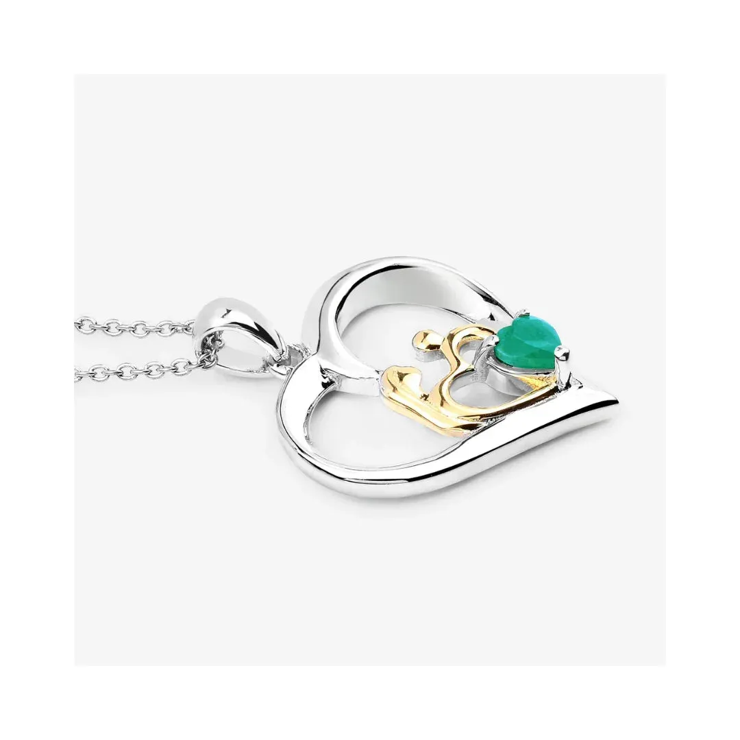 0.45 CTTW Heart Green Emerald Prong Silver Mom Pendant Necklace sold by Zulily product image thumbnail 3