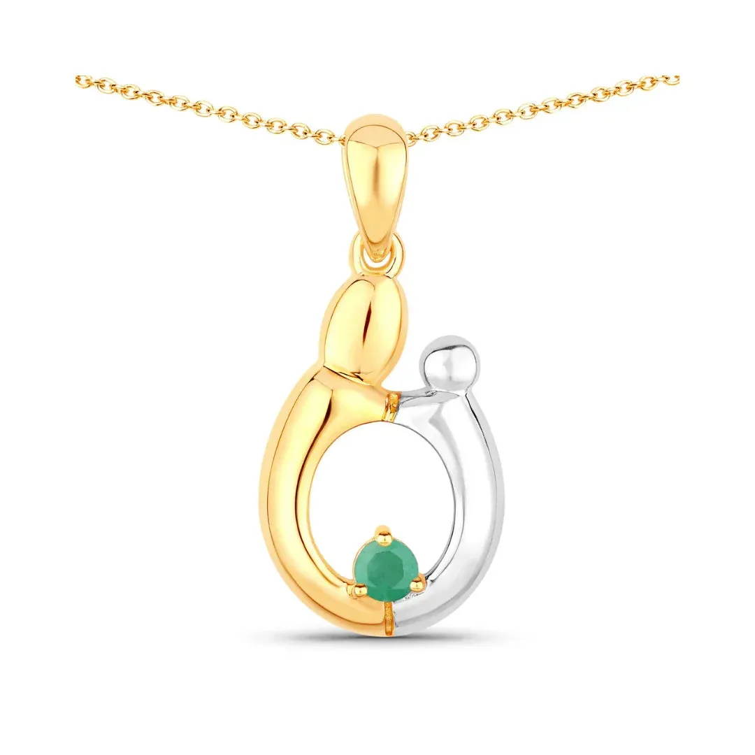0.17 CTTW Heart Green Emerald Prong Silver Mom Pendant Necklace sold by Zulily