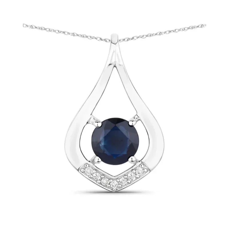Genuine 10K Blue Sapphire Diamond Cocktail Pendant made by Zulily