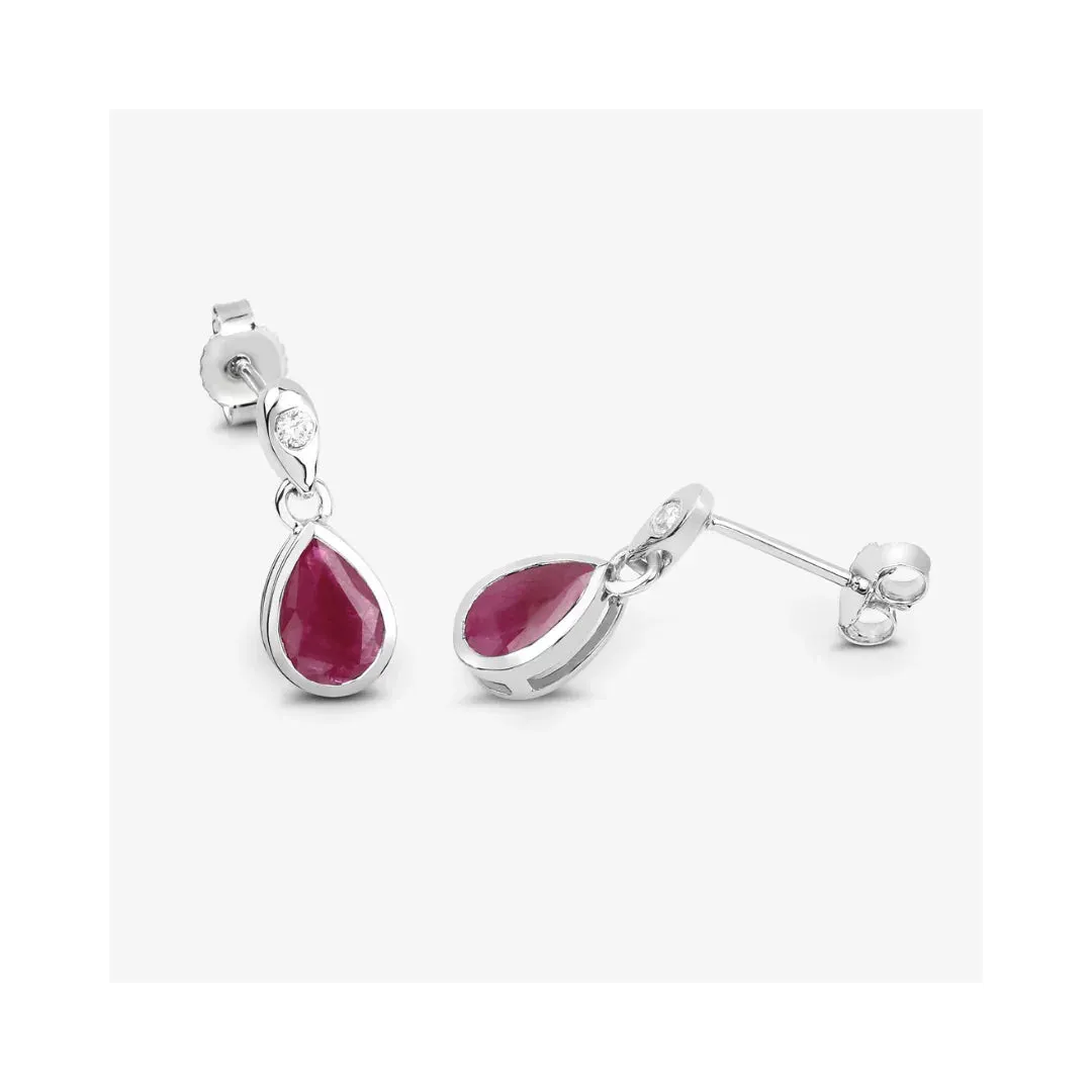 1.60 Ct Pear Pink Ruby & Diamond Bezel 10K Gold Dangle Earrings sold by Zulily product image thumbnail 3