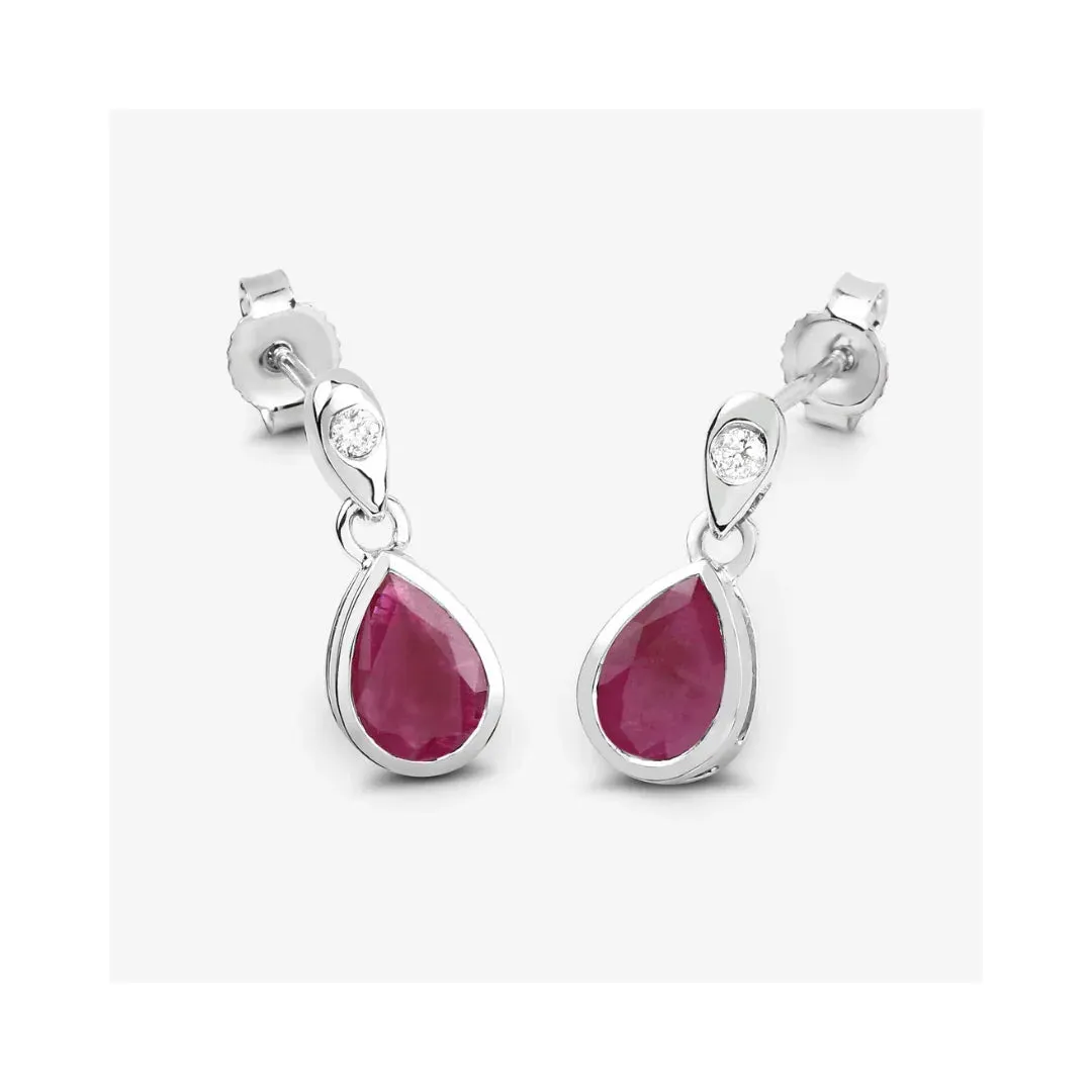 1.60 Ct Pear Pink Ruby & Diamond Bezel 10K Gold Dangle Earrings sold by Zulily product image thumbnail 4