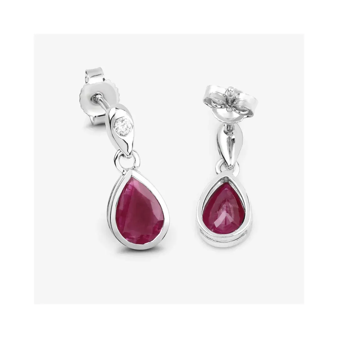 1.60 Ct Pear Pink Ruby & Diamond Bezel 10K Gold Dangle Earrings sold by Zulily product image thumbnail 5