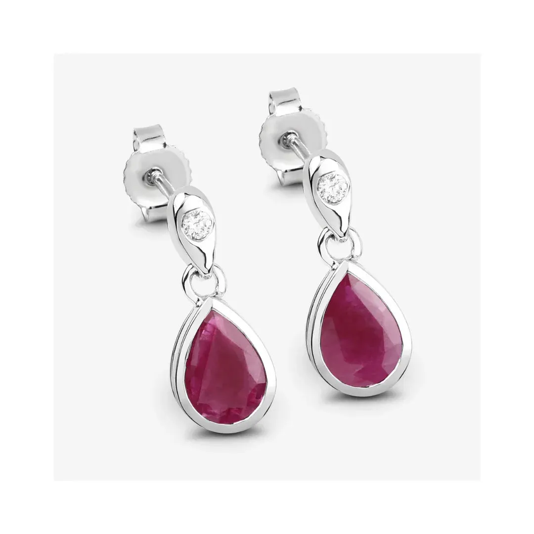 1.60 Ct Pear Pink Ruby & Diamond Bezel 10K Gold Dangle Earrings sold by Zulily product image thumbnail 2