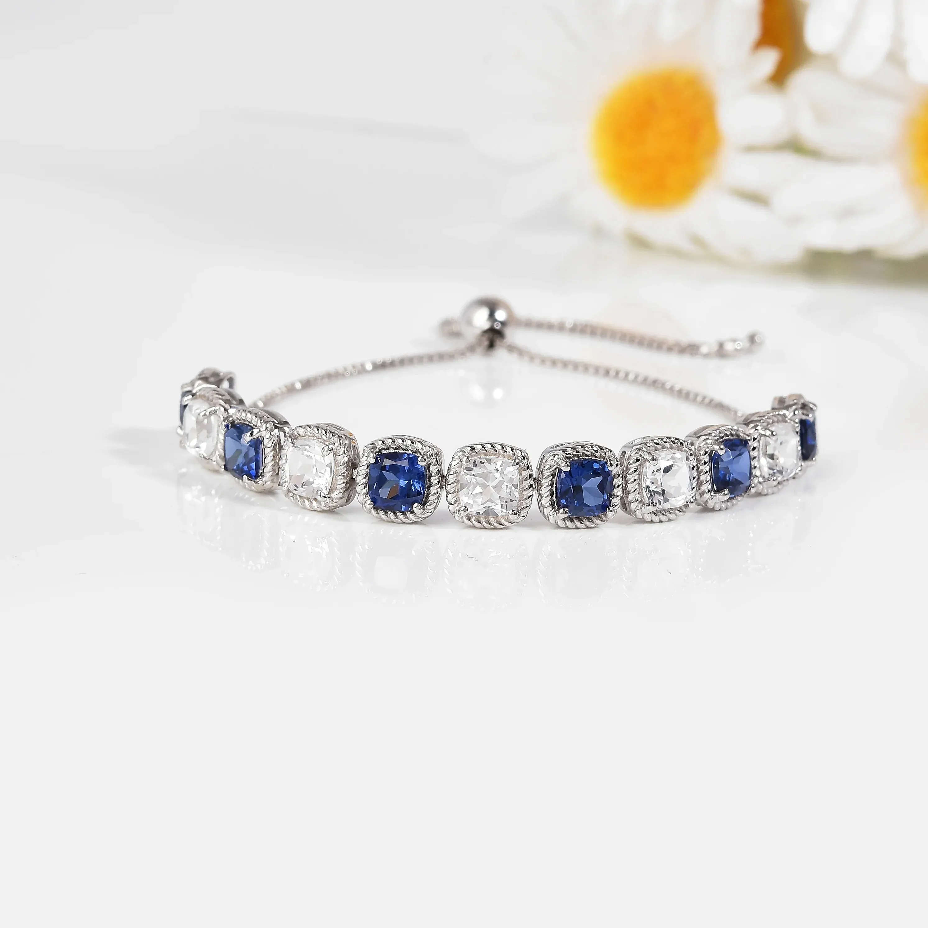 Created Blue Sapphire Tennis Bracelet sold by Zulily product image thumbnail 2