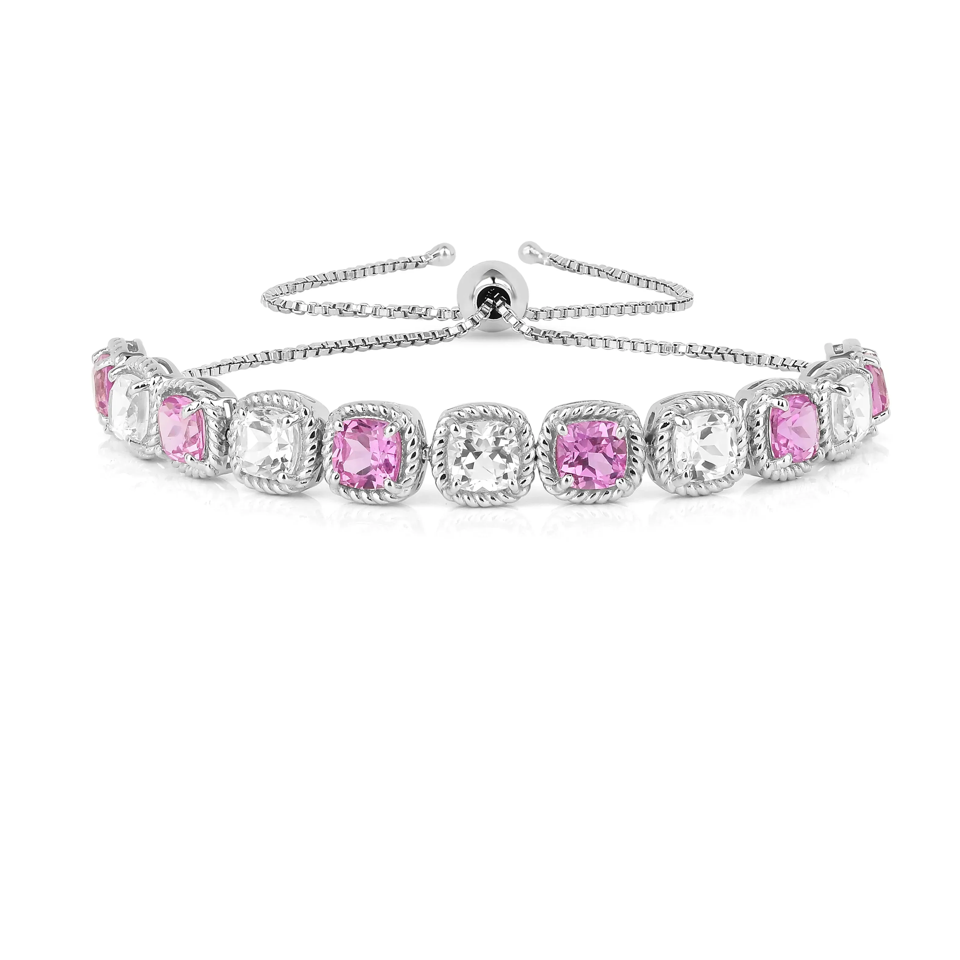 Lab Grown Pink Sapphire Tennis Bracelet sold by Zulily product image thumbnail 2