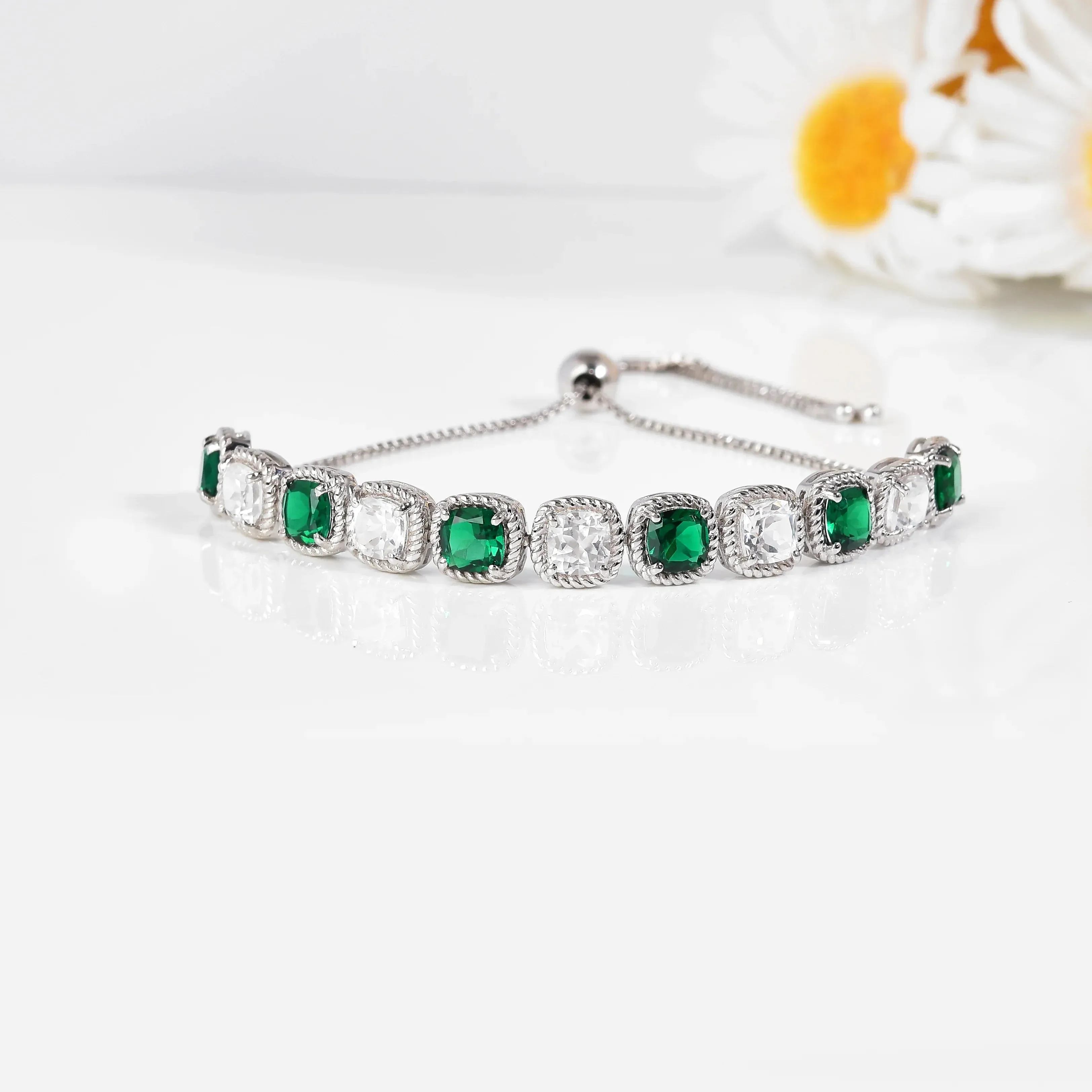 Created Green Emerald Tennis Bracelet sold by Zulily product image thumbnail 5