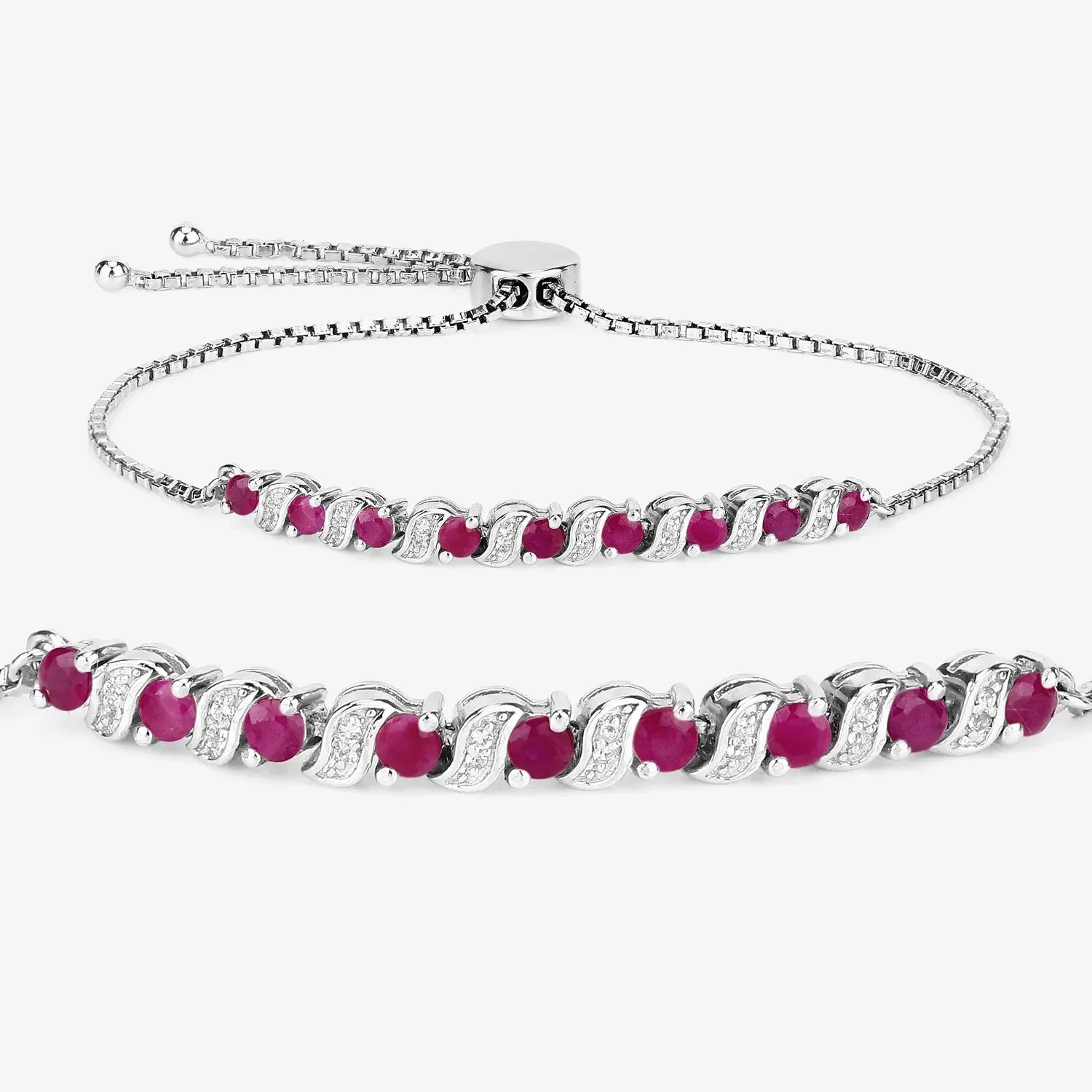 Genuine Ruby and White Topaz Bolo Bracelet sold by Zulily product image thumbnail 3
