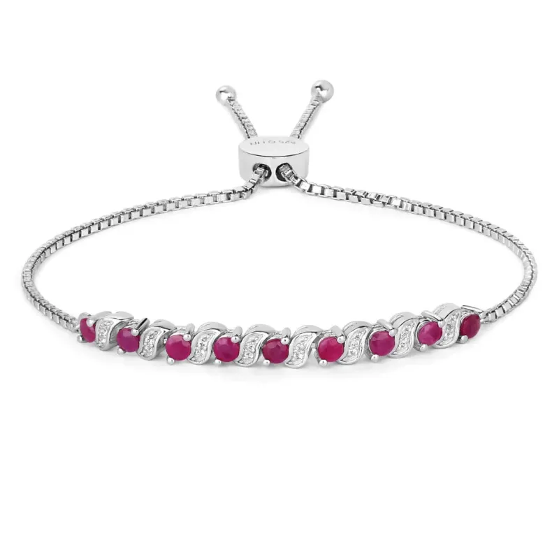 Genuine Ruby and White Topaz Bolo Bracelet made by Zulily