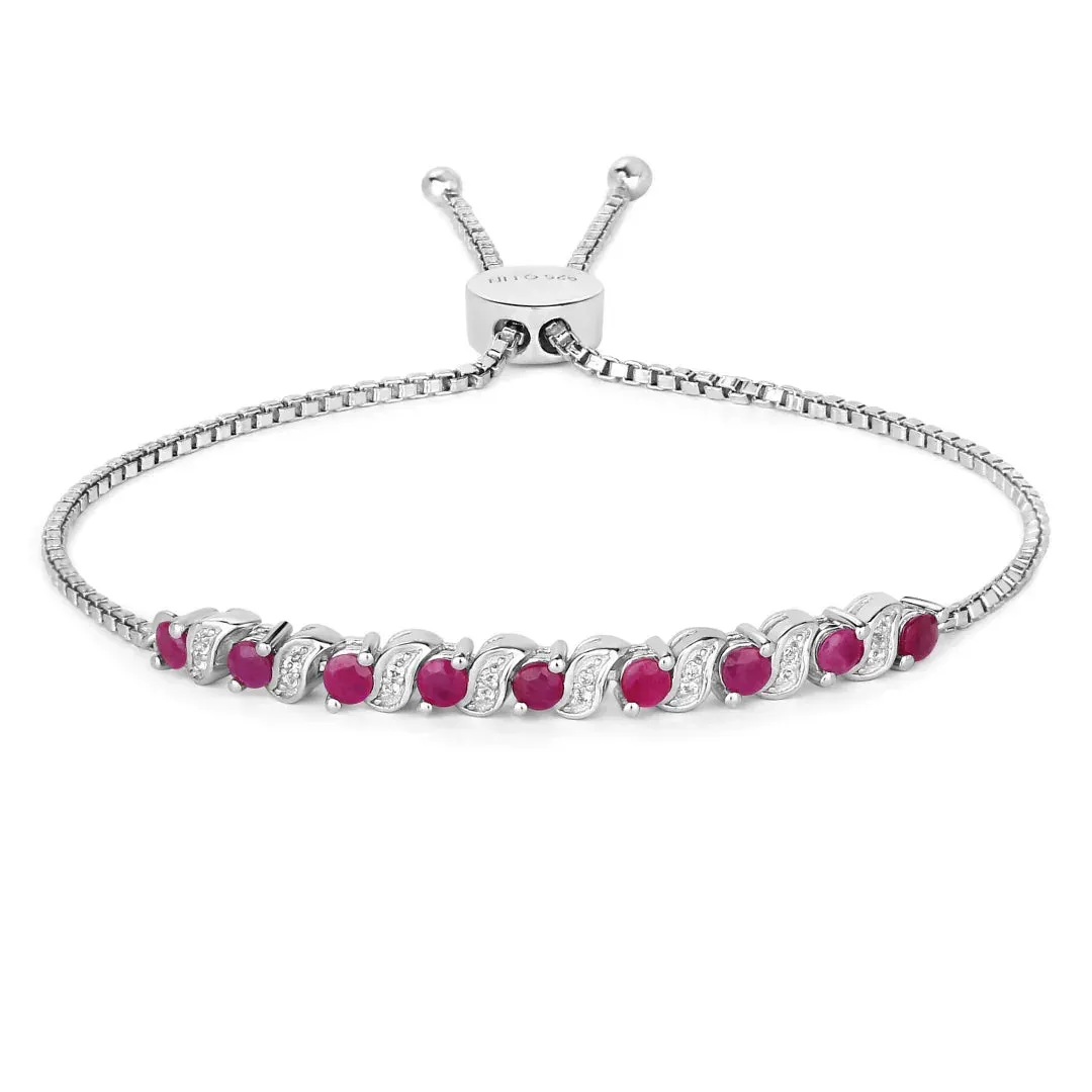 Genuine Ruby and White Topaz Bolo Bracelet sold by Zulily
