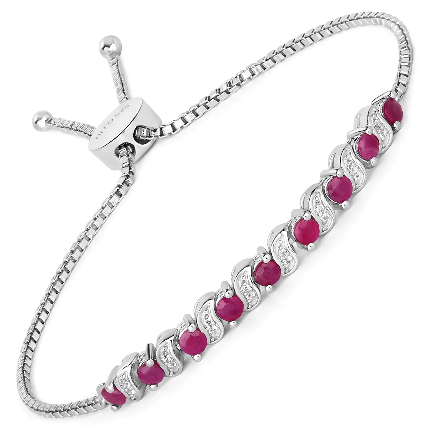 Genuine Ruby and White Topaz Bolo Bracelet sold by Zulily product image thumbnail 2