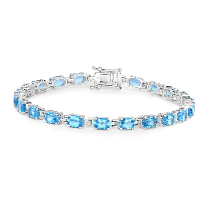 Genuine Swiss Blue Topaz Tennis Bracelet Silver made by Zulily