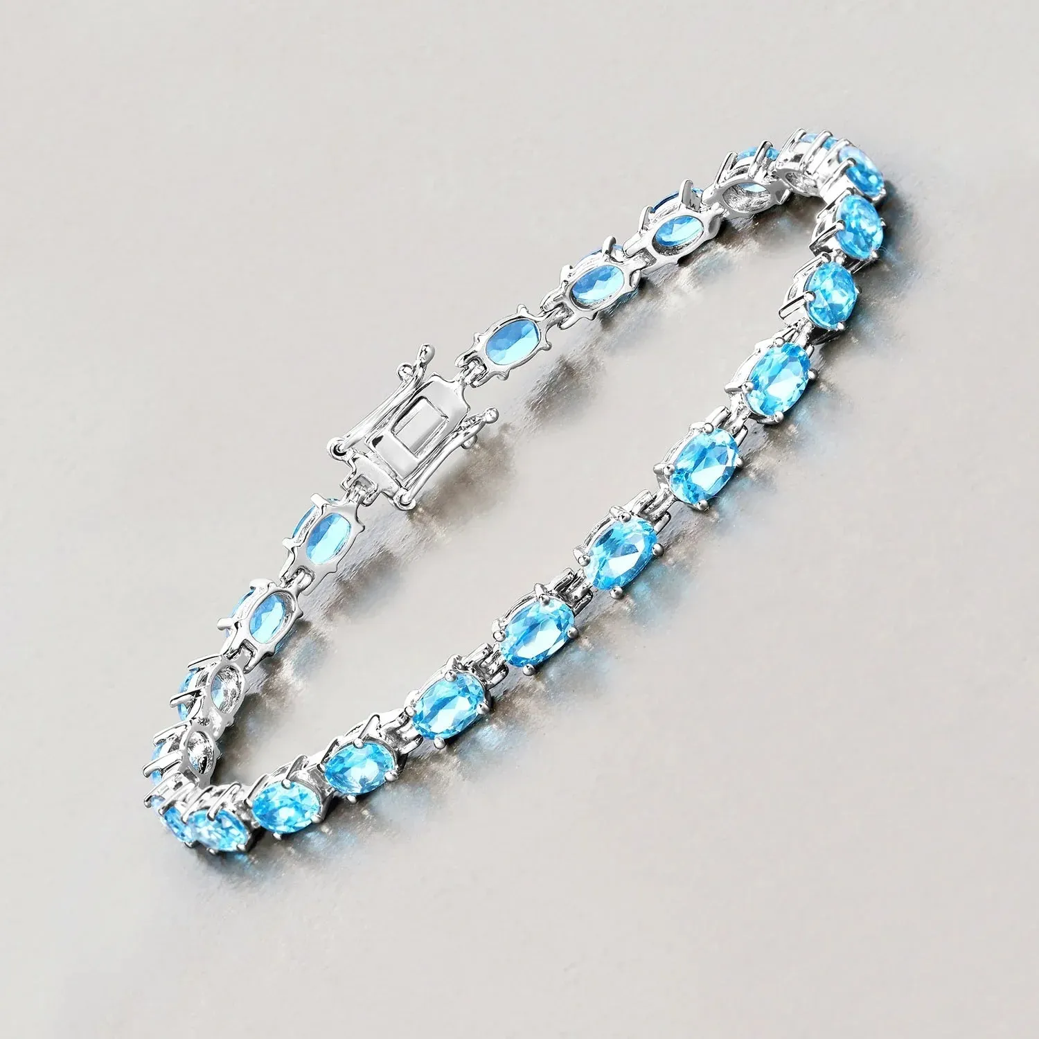Genuine Swiss Blue Topaz Tennis Bracelet Silver sold by Zulily product image thumbnail 5