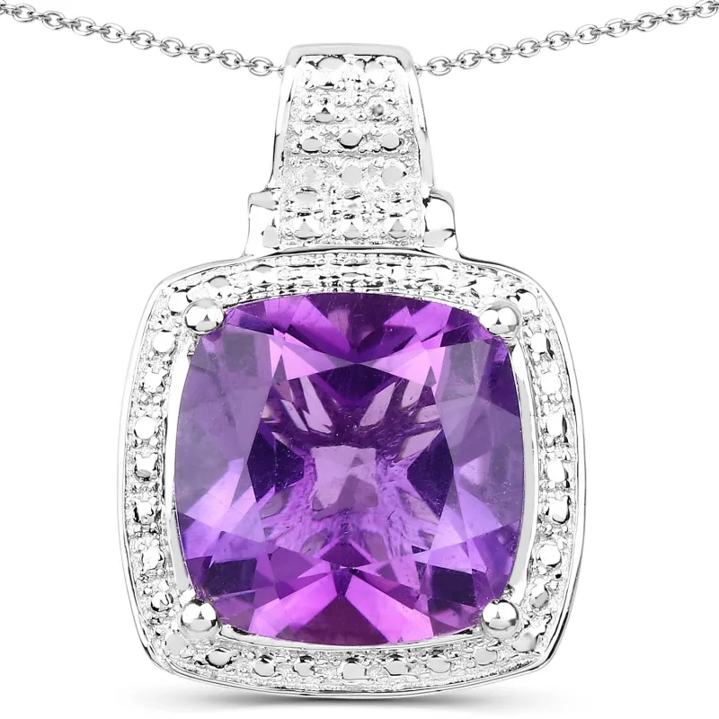 Fine Color Jewels 5.85 Cttw Genuine Purple Amethyst 925 Sterling Silver February Birthstone Bold Necklace made by Zulily