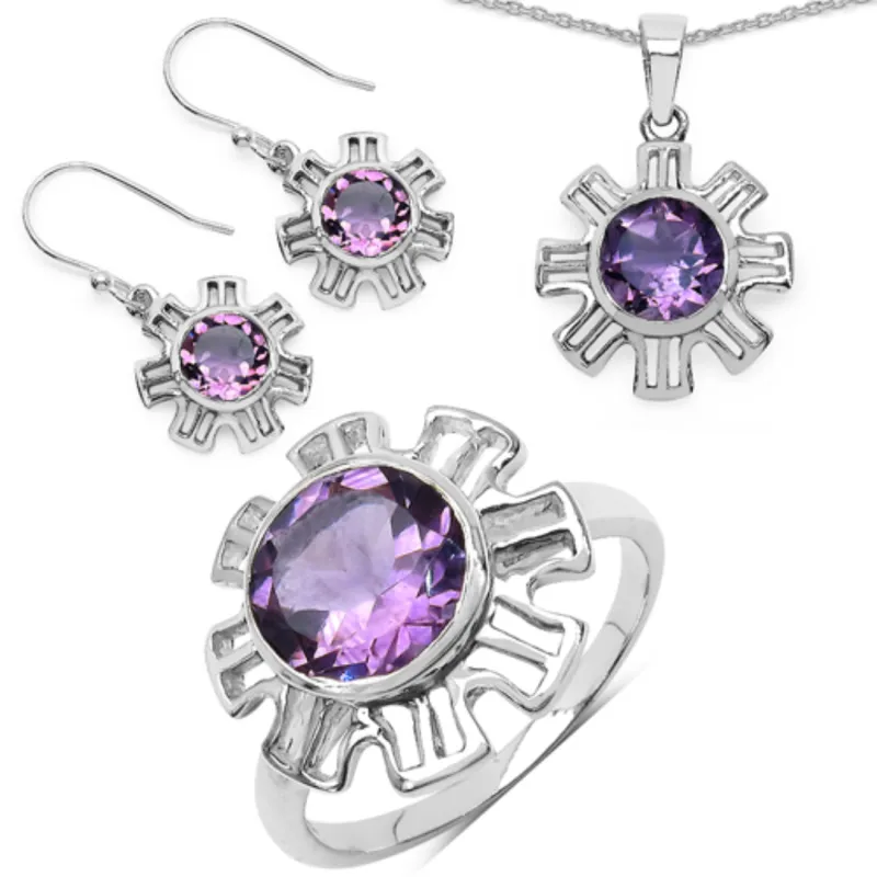 Genuine Amethyst Pendant Earrings Set made by Zulily