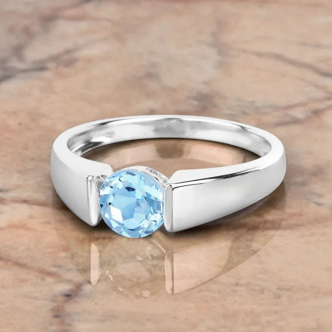 Sterling Silver Blue Topaz Solitaire Unisex Ring sold by Zulily product image thumbnail 4