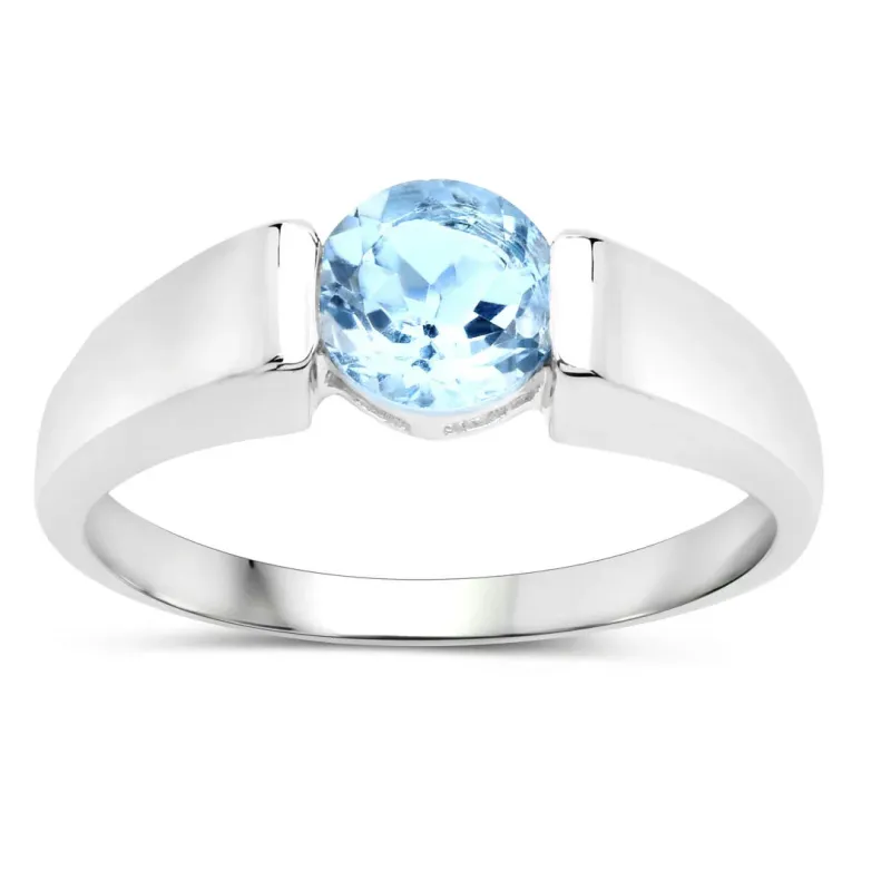 Sterling Silver Blue Topaz Solitaire Unisex Ring made by Zulily