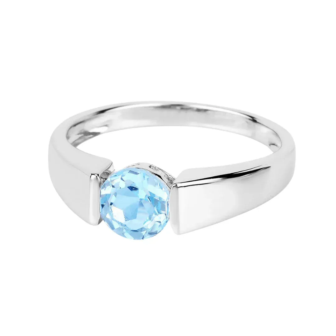 Sterling Silver Blue Topaz Solitaire Unisex Ring sold by Zulily product image thumbnail 2