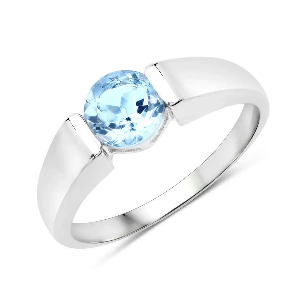 Sterling Silver Blue Topaz Solitaire Unisex Ring sold by Zulily product image thumbnail 3