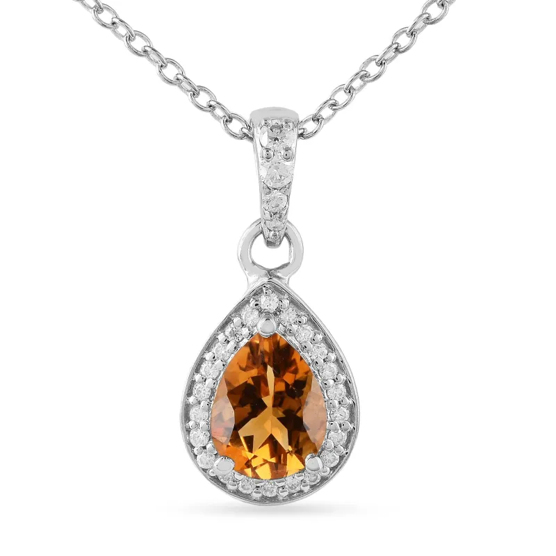 Natural Citrine Teardrop Pendant Necklace made by Zulily