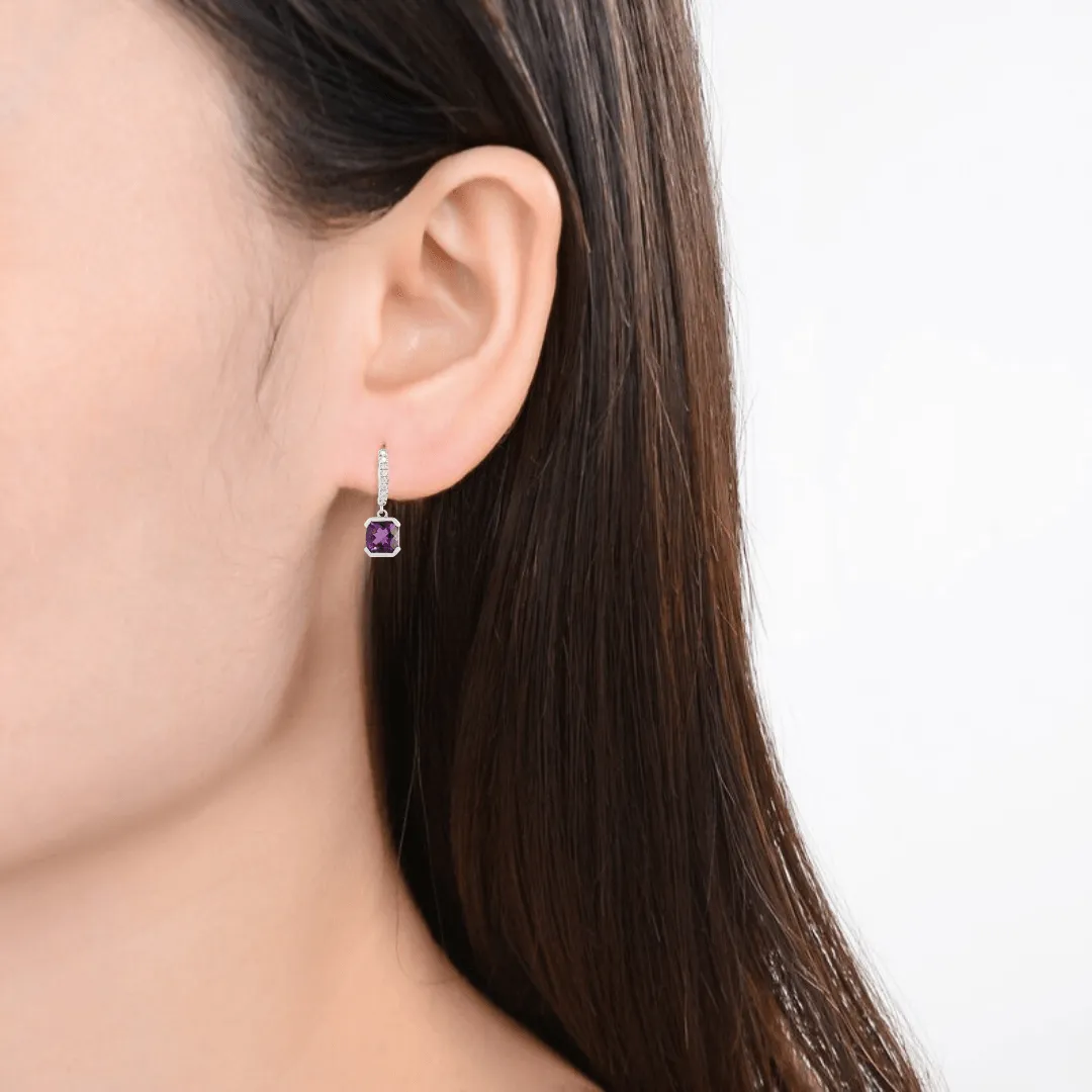 Natural Amethyst Halo Drop Earrings sold by Zulily product image thumbnail 3