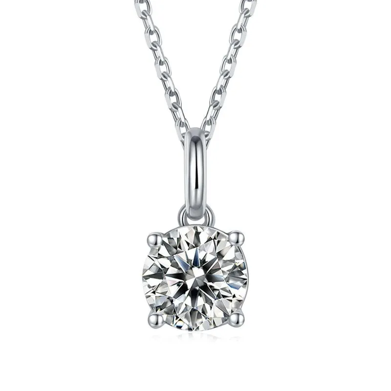 White Moissanite Solitiare Necklace made by Zulily