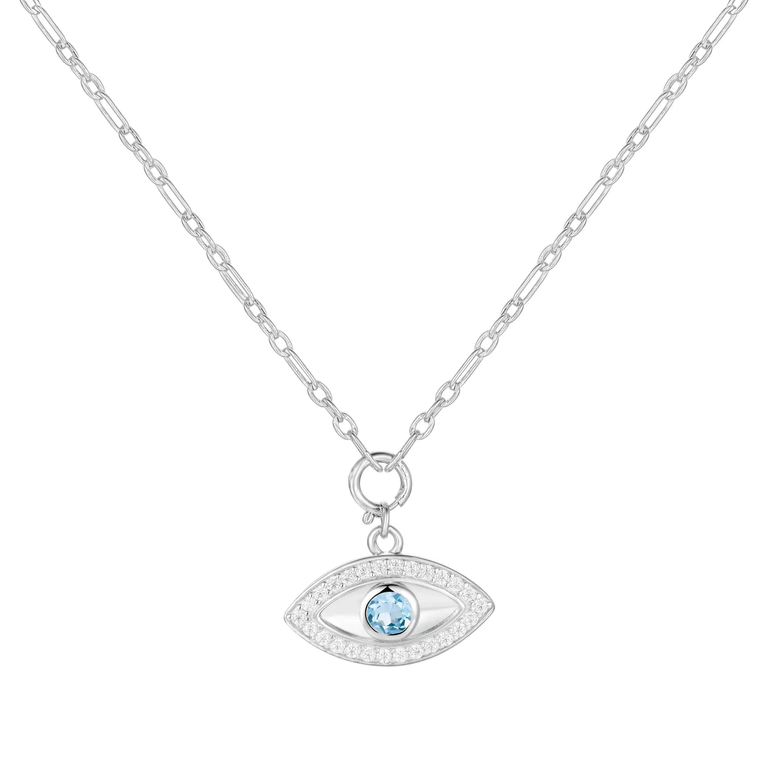 Blue Topaz Evil Eye Necklace sold by Zulily