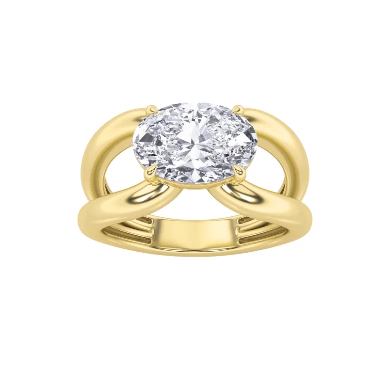 2Cttw Oval Shaped Lab Grown Diamond (F/VS) East West Solitaire Engagement Ring in 14K Gold made by Zulily