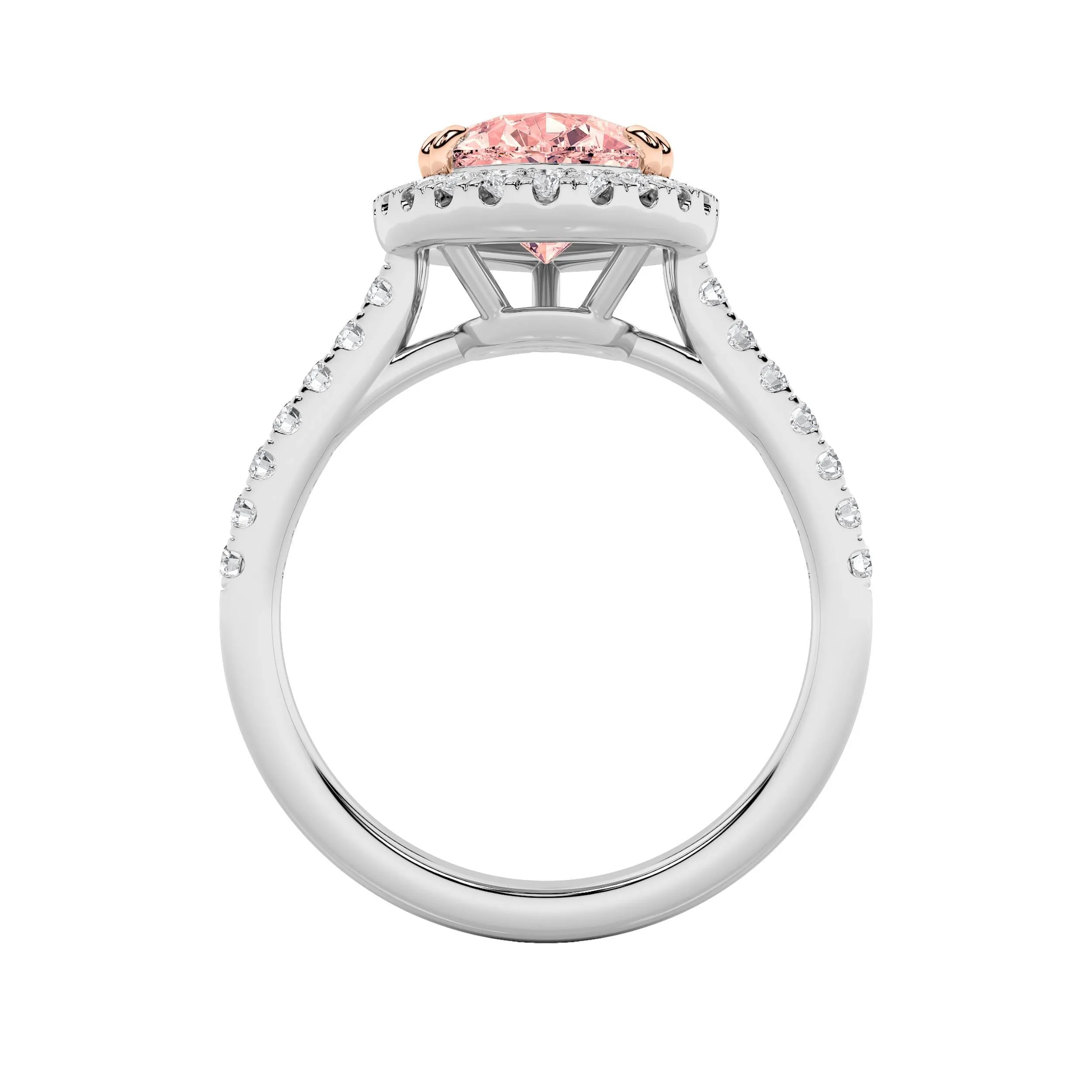 3Cttw Pear Shaped Pink Lab Grown Diamond (F/VS) Bold Accented Halo Engagement Ring 14K Gold sold by Zulily product image thumbnail 5