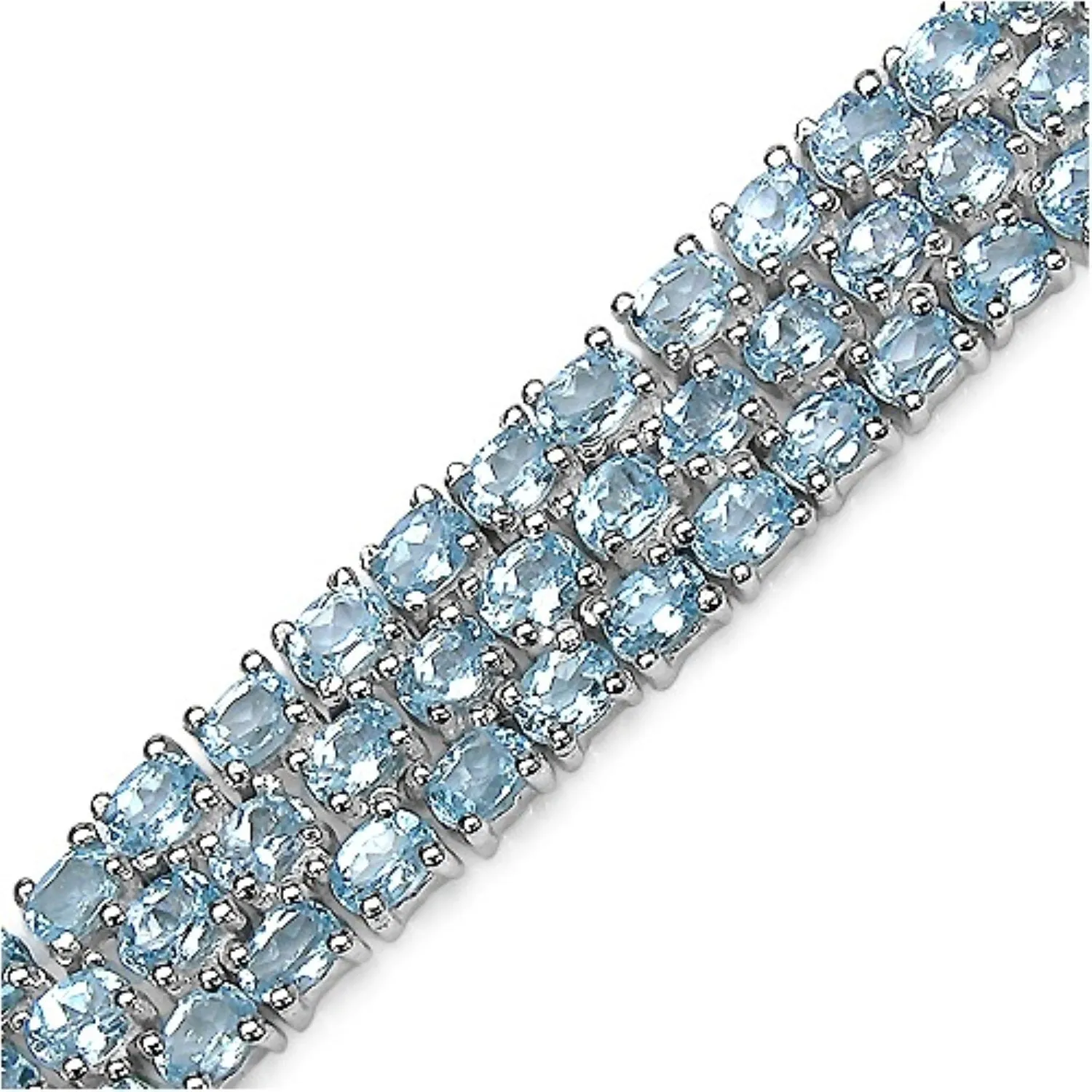 26.20 Ct Oval Sky Blue Topaz Prong Sterling Silver Triple Row Tennis Bracelet sold by Zulily product image thumbnail 2