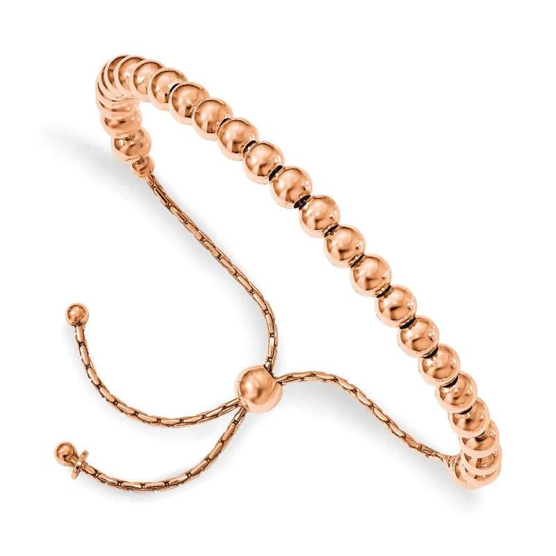 Rose Gold over Sterling Silver Polished Beaded Adjustable Slider Bolo Bracelet made by Zulily