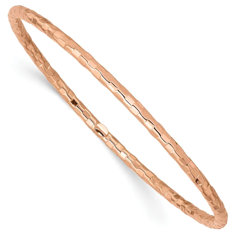 14K Rose Gold Hammered Textured Round Slip-On Bangle Bracelet made by Zulily