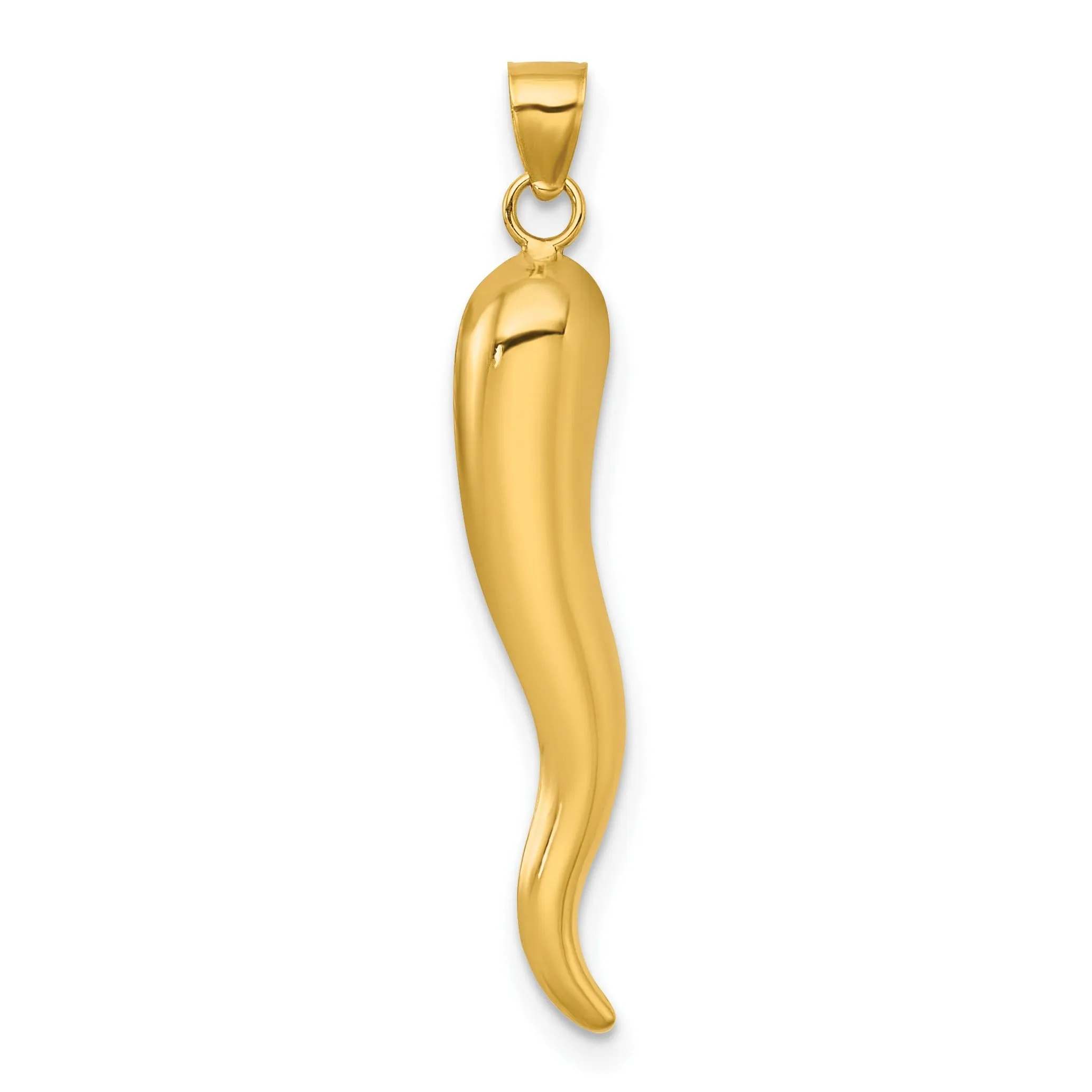 14k Yellow Gold Hollow 3-D Italian Horn Pendant sold by Zulily product image thumbnail 3