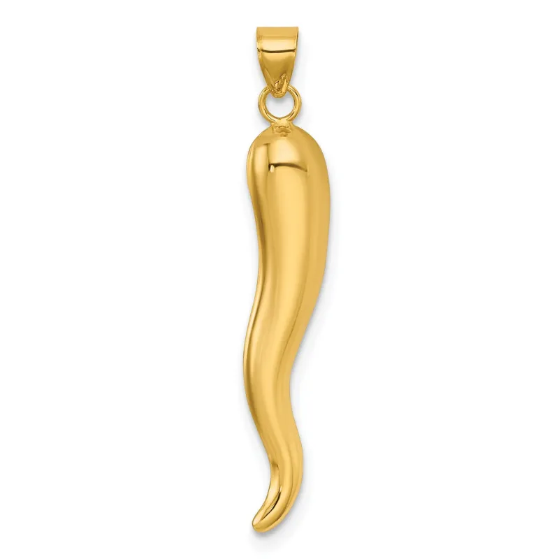 14k Yellow Gold Hollow 3-D Italian Horn Pendant made by Zulily